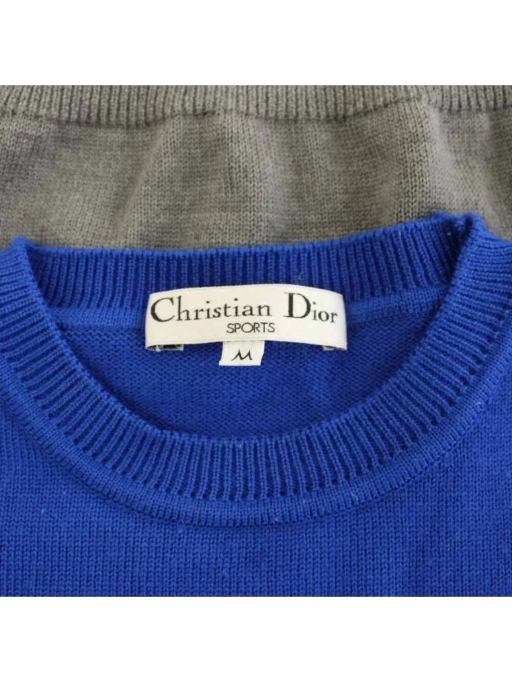 Dior Sports Knit Sweater Crew Neck Long Sleeve Logo Print Embroidery Vintage M